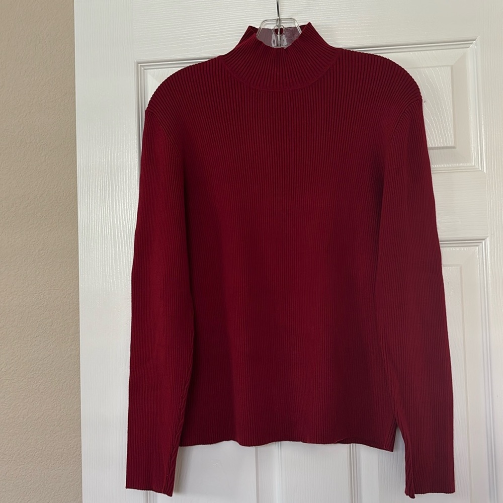 NWOT Jones New York Rich Red Mock Neck Sweater- Size Large